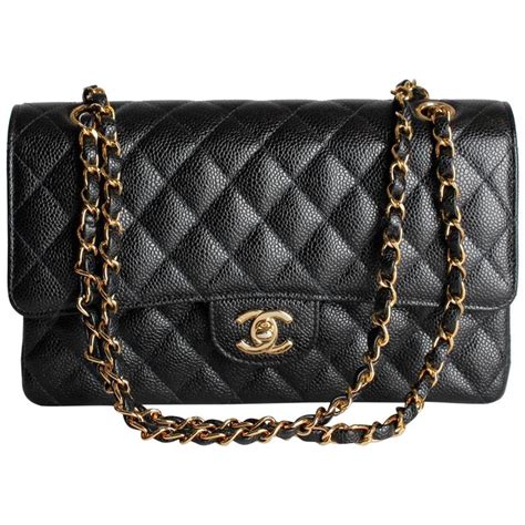 chanel classic flap bag medium black caviar|Chanel Classic Double Flap Quilted Caviar Gold.